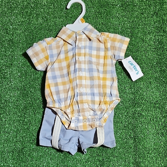 Carter's Other - Carter's Yellow and Blue Checkered Baby Outfit